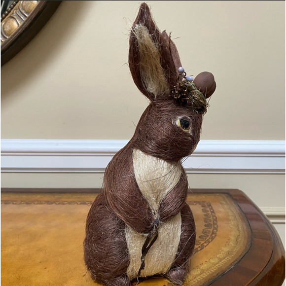 Coconut Hair Brown Easter Bunny Rabbit 11" - Picture 4 of 6
